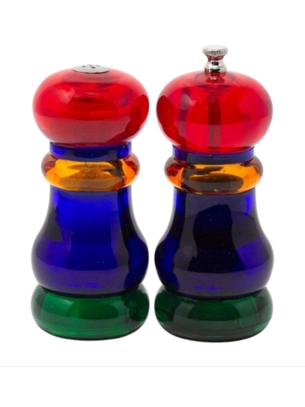 Olde Thompson Salt and Pepper Mill Set Sunset Fiesta Lucite style 90s colorful